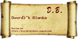 Dvorák Blanka névjegykártya